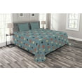 thumbnail image 1 of Ambesonne Blue Quilted Bedspread Set 3 Pcs, Valentines Romantic Love, King Size, Blue Brown and Vermilion, 1 of 3