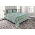 thumbnail image 1 of Ambesonne Blue Quilted Bedspread Set 3 Pcs, Watercolor Stripes Art, King Size, Blue Green Violet, 1 of 3