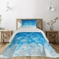 thumbnail image 1 of Ambesonne Blue Quilted Coverlet 2 Pcs, Mosaic Triangle Graphic, Twin Size, Pale Blue, 1 of 5