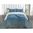 thumbnail image 1 of Ambesonne Blue Quilted Coverlet 3 Pcs, Aquatic Dinosaur, Queen Size, Blue, 1 of 2