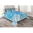 thumbnail image 1 of Ambesonne Blue Quilted Coverlet 3 Pcs, France Fleur de Lis, Queen Size, Blue, 1 of 2