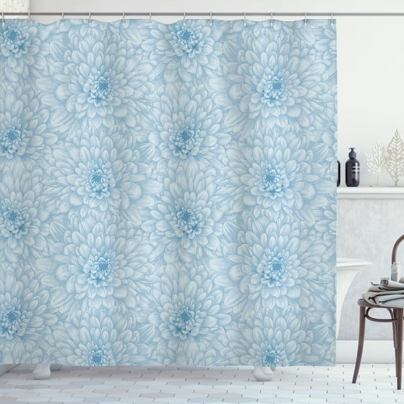 Ambesonne Blue Shower Curtain, Blooming Romance, 69"Wx75"L, Blue