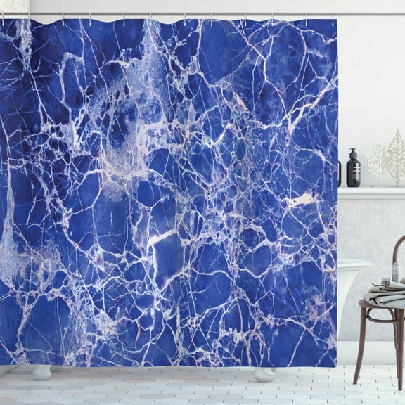 Ambesonne Blue Shower Curtain, Cracked Marble Pattern, 69"Wx84"L, Blue