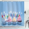 thumbnail image 1 of Ambesonne Blue Shower Curtain, Cupcakes Letter Candles, 69"Wx75"L, Multicolor, 1 of 3