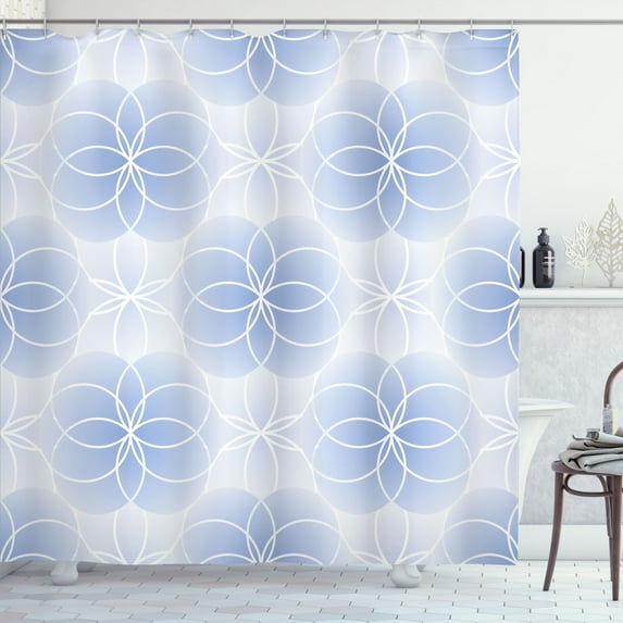 Ambesonne Blue Shower Curtain, Flower of Life Art, 69"Wx70"L, Pale Blue