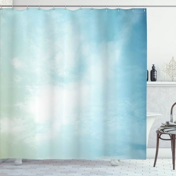 Ambesonne Blue Shower Curtain, Foggy Sky, 69"Wx84"L, Pale Blue Pale Green