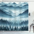 thumbnail image 1 of Ambesonne Blue Shower Curtain, Misty Mountains Dense Forest, 69"Wx75"L, Slate Blue, 1 of 4