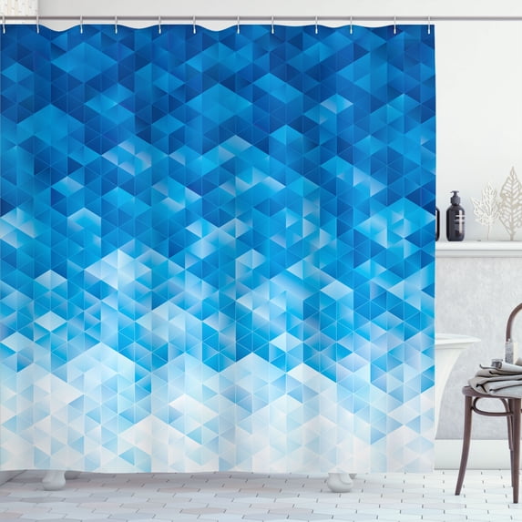 Ambesonne Blue Shower Curtain, Mosaic Triangle Graphic, 69"Wx70"L, Pale Blue