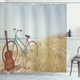 thumbnail image 1 of Ambesonne Blue Shower Curtain, Old Vintage Guitar Beach, 69"Wx70"L, Blue, 1 of 4