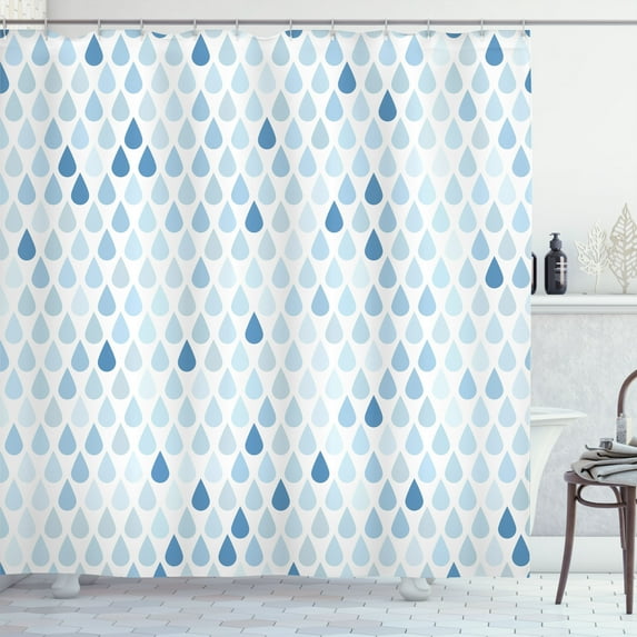 Ambesonne Blue Shower Curtain, Raindrops White Navy, 69"Wx70"L, Pale Blue