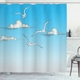thumbnail image 1 of Ambesonne Blue Shower Curtain, Seagulls Flying Ombre Sky, 69"Wx70"L, White Blue, 1 of 5