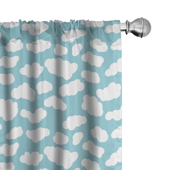 Ambesonne Blue Sky Window Curtains, Bicolored Clouds Graphic, Each 28" W x 95" L, Pale Turquoise and White