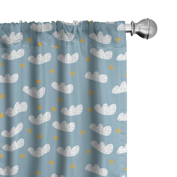 Ambesonne Blue Sky Window Curtains, Repetitive Doodle Style, Each 28" W x 63" L, Pale Blue Pale Orange