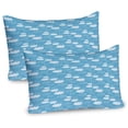 thumbnail image 1 of Ambesonne Blue Sky Pillow Sham 2 Pack, Dotted Fluffy Illustration, 36"x20", Deep Sky Blue and White, 1 of 3