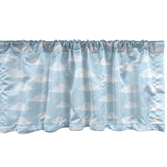 Ambesonne Blue Sky Window Valance, Clear Sky Fluffy Clouds, 54" X 18", Azure Blue Pale Blue