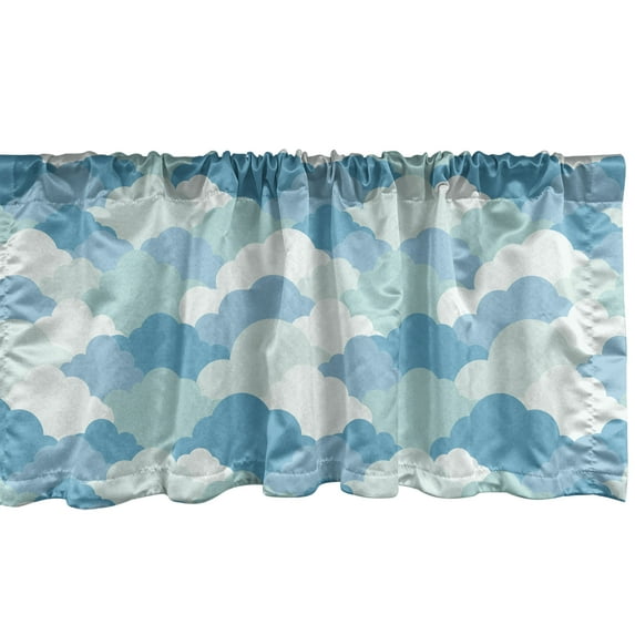 Ambesonne Blue Sky Window Valance, Overlapping Fluffy Cloudscape Simplistic Cumulus Repetitive Pattern, Curtain Valance for Kitchen Bedroom Decor with Rod Pocket, 54" X 18", Sky Blue Pale Seafoam