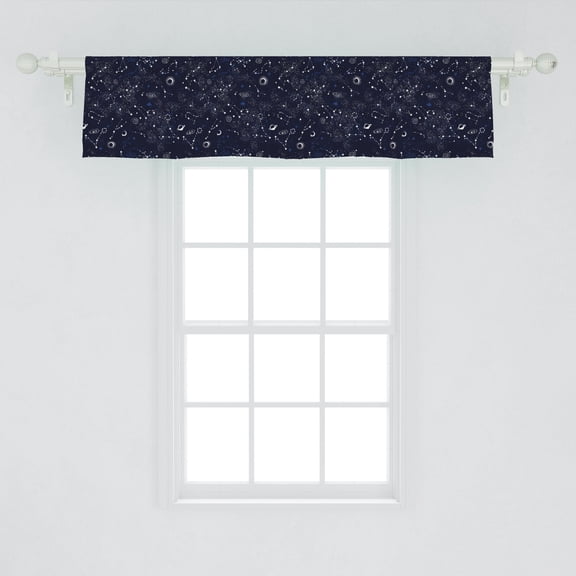 Ambesonne Blue Sky Window Valance, Stars Constellation Art, 54" X 12", Dark Night Blue White