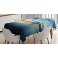 thumbnail image 1 of Ambesonne Blue Tablecloth Rectangular Table Cover, Dusk over Tropical Lagoon, 60"x90", Dark Blue, 1 of 4