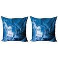 thumbnail image 1 of Ambesonne Blue Throw Pillow Cover 2 Pack, Glacier Frozen Cave, 20", Blue, 1 of 5