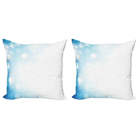Ambesonne Blue Throw Pillow Cover 2 Pack, Gradient Effect Blurred Spots, 16", Blue Pale Blue