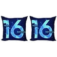 thumbnail image 1 of Ambesonne Blue Throw Pillow Cover 2 Pack, Greeting Age Sky, 20", Dark and Sky Blue, 1 of 7