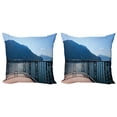 thumbnail image 1 of Ambesonne Blue Throw Pillow Cover 2 Pack, Island Mountain Ocean View, 16", Blue, 1 of 2