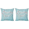 thumbnail image 1 of Ambesonne Blue Throw Pillow Cover 2 Pack, Just Married on Wood Door, 24", Blue Black Red, 1 of 2