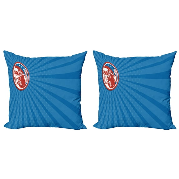 Ambesonne Blue Throw Pillow Cover 2 Pack, Pop Art American Football, 20", Orange Blue Azure Blue