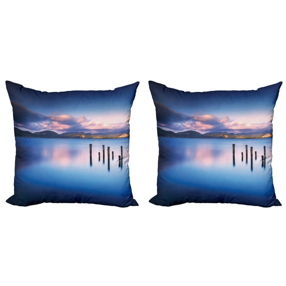 Ambesonne Blue Throw Pillow Cover 2 Pack, Sky Reflection on Water, 24", Royal Blue
