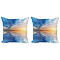 thumbnail image 1 of Ambesonne Blue Throw Pillow Cover 2 Pack, Sky Reflections Sunset, 24", Orange Blue, 1 of 5