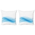 thumbnail image 1 of Ambesonne Blue Throw Pillow Cover 2 Pack, Smooth Wavy Lines Stream Flow, 20", Blue and White, 1 of 5