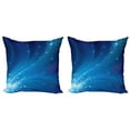 thumbnail image 1 of Ambesonne Blue Throw Pillow Cover 2 Pack, Streaming Stars on Cyberspace, 24", Sky Blue Royal Blue, 1 of 7