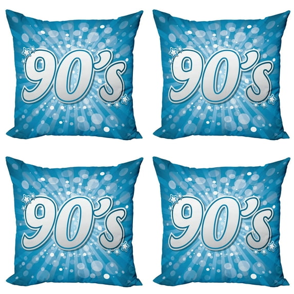 Ambesonne Blue Throw Pillow Cover 4 Pack, 90s Pop Art Star Retro, 20", Blue
