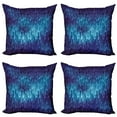thumbnail image 1 of Ambesonne Blue Throw Pillow Cover 4 Pack, Cosmic Rain Effect Vivid, 16", Blue Black, 1 of 7