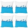 thumbnail image 1 of Ambesonne Blue Throw Pillow Cover 4 Pack, Dolphins on Waves Ocean, 16", Blue Turquoise, 1 of 5