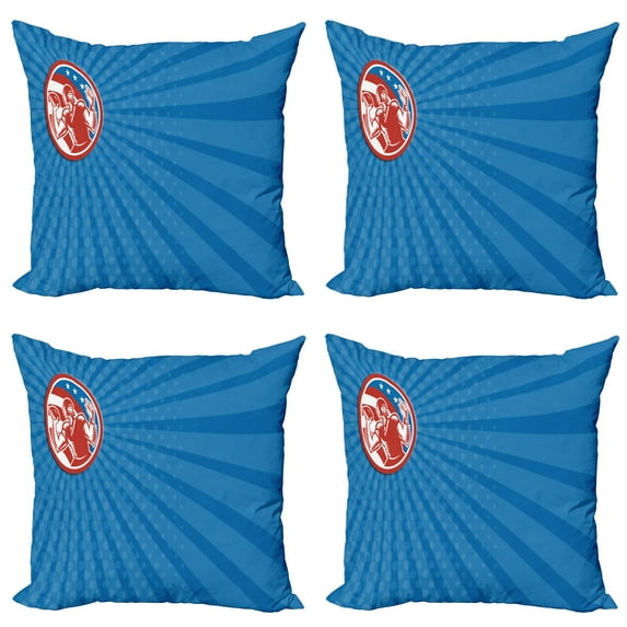 Ambesonne Blue Throw Pillow Cover 4 Pack, Pop Art American Football, 24", Orange Blue Azure Blue
