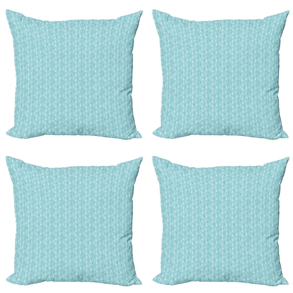 Ambesonne Blue Throw Pillow Cover 4 Pack, Raindrops Fall Season Art, 20", Blue White