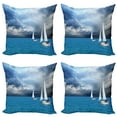 thumbnail image 1 of Ambesonne Blue Throw Pillow Cover 4 Pack, Sailing After Storm Clouds, 20", Blue Grey Blue White, 1 of 7
