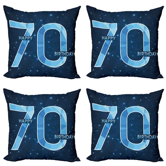 Ambesonne Blue Throw Pillow Cover 4 Pack, Stars Space Party, 24", Dark Blue and Sky Blue