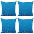 thumbnail image 1 of Ambesonne Blue Throw Pillow Cover 4 Pack, Water Drops Aquatic Rain, 18", Blue, 1 of 5