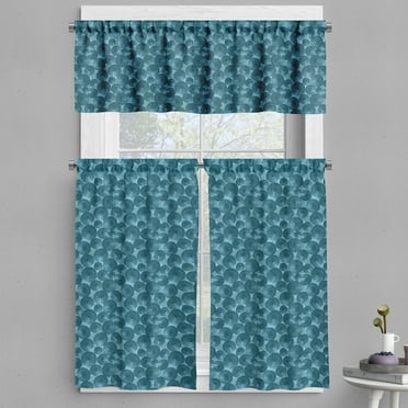 Ambesonne Blue Valance & Curtain, Circles Dots Rounded Tile, 55"x36", Blue