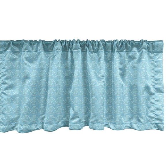 Ambesonne Blue Valance Pack of 2, Soft Spiraling Waves Pattern, 42"X18", White