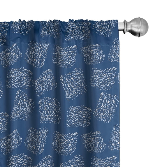 Ambesonne Blue White Curtains, Spotted Squares, Pair of 28"x63", Navy Blue and White