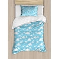 thumbnail image 1 of Ambesonne Blue White Duvet Cover Set, Cartoon Sky Clouds, Twin, Pale Blue Pale Blue, 1 of 3