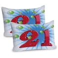 thumbnail image 1 of Ambesonne Blue White Pillow Sham 2 Pack, Abstract Balloons, 36"x20", Pale Green and Red, 1 of 3
