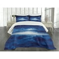 thumbnail image 1 of Ambesonne Blue White Quilted Bedspread Set 3 Pcs, Night Sky Moon Stars, King Size, Navy Blue and White, 1 of 5
