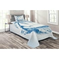 thumbnail image 1 of Ambesonne Blue White Quilted Coverlet 2 Pcs, Surf Hawaiian Beach, Twin Size, Blue White, 1 of 2
