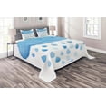 thumbnail image 1 of Ambesonne Blue White Quilted Coverlet 3 Pcs, Rain Drops and Cloud, King Size, Blue White, 1 of 2