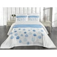 thumbnail image 1 of Ambesonne Blue White Quilted Coverlet 3 Pcs, Rain Drops and Cloud, Queen Size, Blue White, 1 of 4