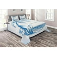 thumbnail image 1 of Ambesonne Blue White Quilted Coverlet 3 Pcs, Surf Hawaiian Beach, King Size, Blue White, 1 of 2
